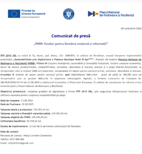 Comunicat de presa incepere proiect PNRR - FFP 2010 SRL