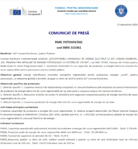 Comunicat de presa incepere proiect UAT Comuna Dumbrava_Prahova