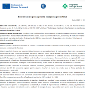 Comunicat de presa incepere proiect fonduri europene BETACONS COMPANY SRL