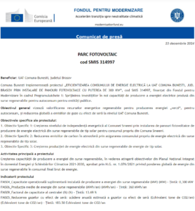 Comunicat de presa incepere proiect fonduri europene UAT Comuna Bunesti