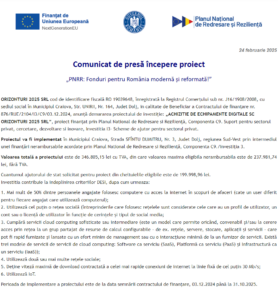 Comunicat de presa incepere proiect fonduri PNRR - ORIZONTURI 2025 SRL