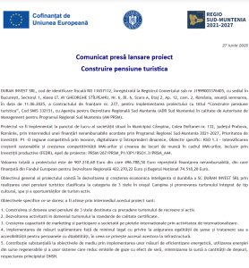 Comunicat de presa incepere proiect DURAN INVEST SRL