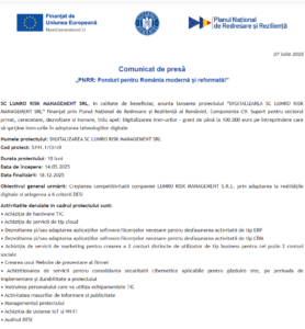 Comunicat de presa incepere proiect fonduri PNRR - LUMRO