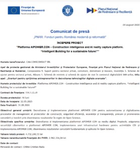 Comunicat de presa incepere proiect fonduri PNRR - CMA CONSCONSULT SRL Digitalizare mare
