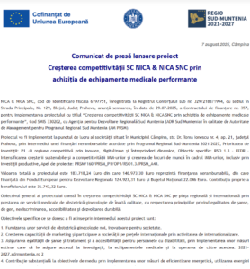 Comunicat de presa incepere proiect fonduri europene NICA & NICA SNC