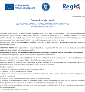 Anunt public fonduri europene Guzel Spa