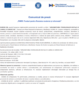 Comunicat de presa incepere proiect fonduri PNRR - EUROSIG SRL