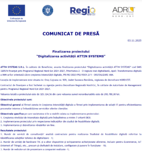 Comunicat de presa finalizare proiect ATTIN SYSTEMS SRL