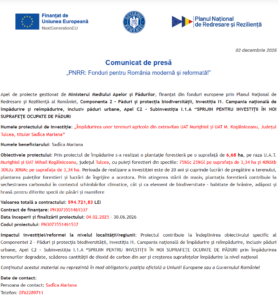 Comunicat de presa incepere proiect PNRR - Sadica Mariana
