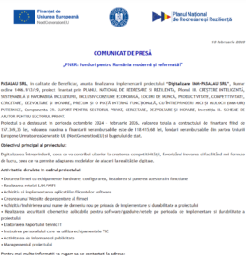 Comunicat de presa finalizare proiect PNRR - PASALAU SRL