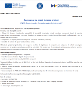 Comunicat de presa incepere proiect fonduri PNRR - PANEQUIP SRL
