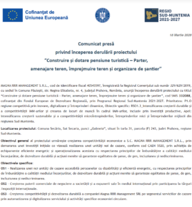 Comunicat de presa incepere proiect fonduri europene MAGNA RRR MANAGEMENT SRL