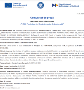 Comunicat de presa finalizare proiect PNRR - FERMA NORDIC SRL