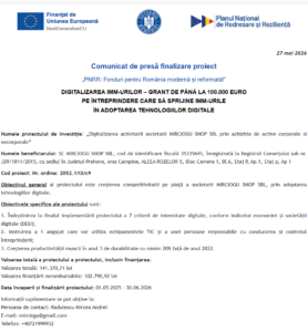 Comunicat de presa finalizare proiect PNRR - MIRCIOGU SHOP SRL