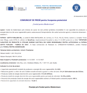 Comunicat de presa incepere proiect Fondul pentru Modernizare - FATROM – ADITIVI FURAJERI - SOIA